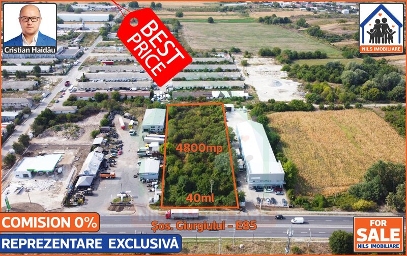 Jilava - Sos. Giurgiului - E85 Teren 4800mp  Intravilan  Utilitati